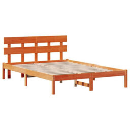 Berkfield Contemporary Bed Frame With Headboard Wax Brown 150X200 Cm Solid Wood Pine - thumbnail 1