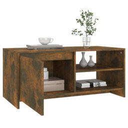 Berkfield Coffee Table Smoked Oak 102X50X45 Cm Engineered Wood - thumbnail 4