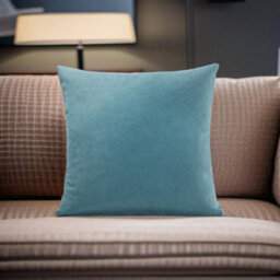 Luxury Living Plain Velvet Chenille Cushion Teal - thumbnail 2