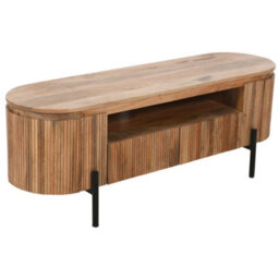 Royal Natural Solid Wood Tv Cabinet With Metal Legs - thumbnail 3