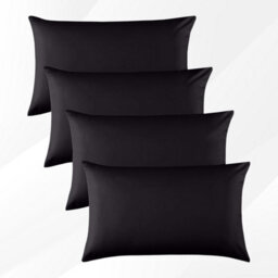 Ameha Bedding Pillowcase-Plain Dyed Black  Breathable Envelope Pillow Cover 2 Pair (50 X 75 Cm) Pillow Covers - thumbnail 9