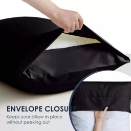 Ameha Bedding Pillowcase-Plain Dyed Black  Breathable Envelope Pillow Cover 2 Pair (50 X 75 Cm) Pillow Covers - thumbnail 6