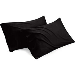 Ameha Bedding Pillowcase-Plain Dyed Black  Breathable Envelope Pillow Cover 2 Pair (50 X 75 Cm) Pillow Covers - thumbnail 3