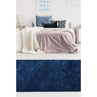 Melrose Super Soft Venus Shaggy Snuggly Plain Navy X-Large Area Rug 200/290Cm - image 1