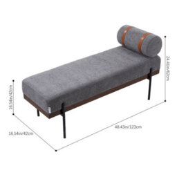 Thehotsale Dark Grey Upholstered Chenille Bench With Side Pillow For Living Room,bedroom,hallway,123X42X62Cm - thumbnail 5