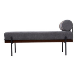 Thehotsale Dark Grey Upholstered Chenille Bench With Side Pillow For Living Room,bedroom,hallway,123X42X62Cm - thumbnail 2