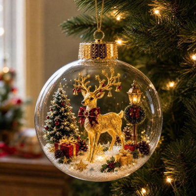 Amorly Lighted Christmas Ornament Clear Pvc Globe Hanging Decoration Glowing Christmas Ornament For Christmas Tree Holiday Decor(Elk) - image 1