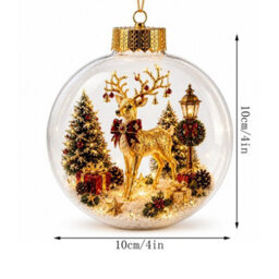 Amorly Lighted Christmas Ornament Clear Pvc Globe Hanging Decoration Glowing Christmas Ornament For Christmas Tree Holiday Decor(Elk) - thumbnail 6
