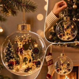 Amorly Lighted Christmas Ornament Clear Pvc Globe Hanging Decoration Glowing Christmas Ornament For Christmas Tree Holiday Decor(Elk) - thumbnail 5