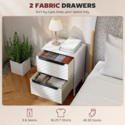 White 2 Fabric Drawer Chest Of Drawers With Aluminium Handles - thumbnail 4