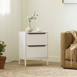 White 2 Fabric Drawer Chest Of Drawers With Aluminium Handles - thumbnail 3