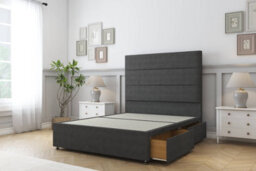 "Sloomy Texas Graphite Dumfries Divan Bed With Mattress 2 Drawers Same Side With 54"" Floor Standing Headboard 4' Small Double" - thumbnail 3