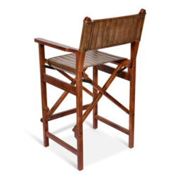 Elm Home And Garden 100% Real Genuine Leather Folding Breakfast Kitchen Bar Stool Tan Brown With Back Rest - thumbnail 3