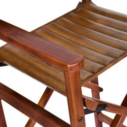 Elm Home And Garden 100% Real Genuine Leather Folding Breakfast Kitchen Bar Stool Tan Brown With Back Rest - thumbnail 5