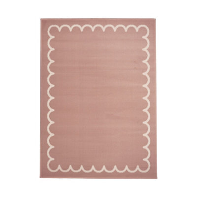 Melrose Colorama Frill Border Pink Indoor Medium Area Rug 120X170Cm - image 1