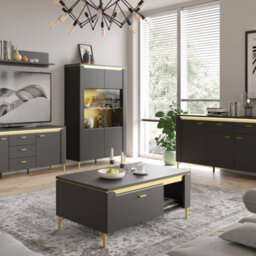 Furniture To Go Genoa Coffee Table 1 Drawer In Black Matt/gold - thumbnail 6
