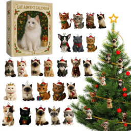 CLEFFNS 2026 Cat Advent Calendar, 24 Day Christmas Countdown Calendar Acrylic Kitten Ornaments, Festive Hanging Decor For Christmas Tree - thumbnail 1