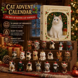CLEFFNS 2026 Cat Advent Calendar, 24 Day Christmas Countdown Calendar Acrylic Kitten Ornaments, Festive Hanging Decor For Christmas Tree - thumbnail 2