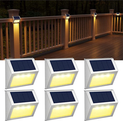 Gvoree Warm White Solar Fence Lights,stainless Steel Decorative Lights Led Garden Lights,waterproof Step Wireless Outdoor For