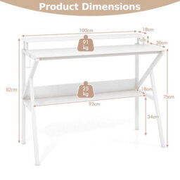Small Desk Space Saving Computer Desk With Hanging Hook & Storage Shelf - thumbnail 2