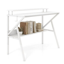 Small Desk Space Saving Computer Desk With Hanging Hook & Storage Shelf - thumbnail 3