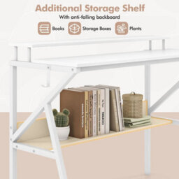 Small Desk Space Saving Computer Desk With Hanging Hook & Storage Shelf - thumbnail 4