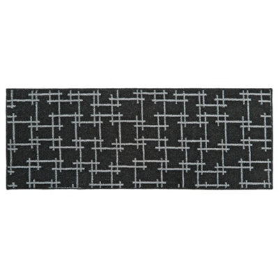 Jvl Vector Machine Washable Latex Backed Runner Doormat, 57X150Cm, Black - image 1