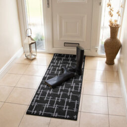 Jvl Vector Machine Washable Latex Backed Runner Doormat, 57X150Cm, Black - thumbnail 7