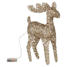 Urbn-Living Urbnliving 37Cm Led Light Up Reindeer Metallic Gold Plastic Rattan Wire Frame Christmas Home Decorations - thumbnail 4