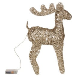 Urbn-Living Urbnliving 37Cm Led Light Up Reindeer Metallic Gold Plastic Rattan Wire Frame Christmas Home Decorations - thumbnail 3