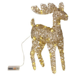 Urbn-Living Urbnliving 37Cm Led Light Up Reindeer Metallic Gold Plastic Rattan Wire Frame Christmas Home Decorations - thumbnail 2