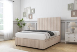 "Sloomy Langston Sand Naples Divan Bed Set 2 Drawers Left Side - 26"" Strutted & 12""  Footboard 4'6 Double" - thumbnail 2