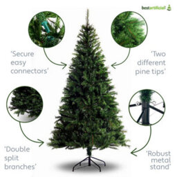Best Artificial 6Ft (180Cm) Colorado Pine Hinged Thick Indoor Full Christmas Tree With Metal Stand For Home Or Business - thumbnail 5