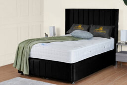 UKBEDFURNITURE Kamara Wingback Plush Black End Opening Divan Ottoman Bed With 54 Inch Headboard - thumbnail 1