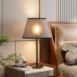 Living And Home 60W Simple Black Fabric Cover Bedside Lamp Bedroom Table Lamp Reading Lamp - thumbnail 7