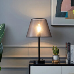 Living And Home 60W Simple Black Fabric Cover Bedside Lamp Bedroom Table Lamp Reading Lamp