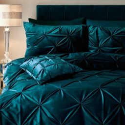 Soirée Mira Pinch Pleat Soft Velvet Teal Filled Cushion - thumbnail 2