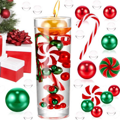 Amorly Red Green White Candy Cane Themed Vase Filler Beads, Decorative Pearl Ornaments For Christmas Holiday Table And Home Styling - image 1