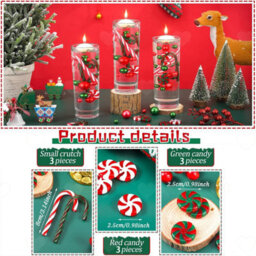 Amorly Red Green White Candy Cane Themed Vase Filler Beads, Decorative Pearl Ornaments For Christmas Holiday Table And Home Styling - thumbnail 3