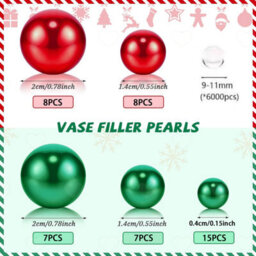 Amorly Red Green White Candy Cane Themed Vase Filler Beads, Decorative Pearl Ornaments For Christmas Holiday Table And Home Styling - thumbnail 2