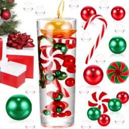 Amorly Red Green White Candy Cane Themed Vase Filler Beads, Decorative Pearl Ornaments For Christmas Holiday Table And Home Styling - thumbnail 1