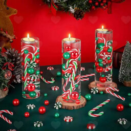 Amorly Red Green White Candy Cane Themed Vase Filler Beads, Decorative Pearl Ornaments For Christmas Holiday Table And Home Styling - thumbnail 8