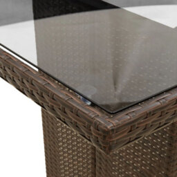 Walplus Garden Table With Glass Top Brown 190X80X75 Cm Poly Rattan - thumbnail 9