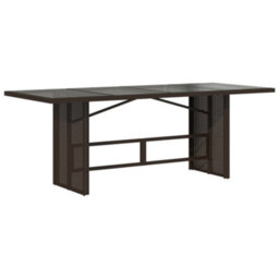Walplus Garden Table With Glass Top Brown 190X80X75 Cm Poly Rattan - thumbnail 6