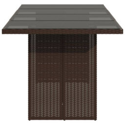 Walplus Garden Table With Glass Top Brown 190X80X75 Cm Poly Rattan - thumbnail 5