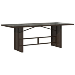 Walplus Garden Table With Glass Top Brown 190X80X75 Cm Poly Rattan - thumbnail 2