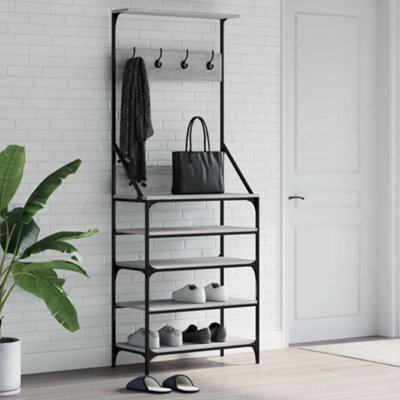 Walplus Clothes Rack With Shoe Storage Grey Sonoma 70X34X184 Cm - image 1