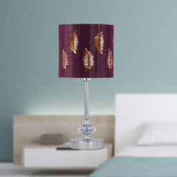 First Choice Lighting Chrome Jewelled Table Lamp With Burgundy Fern Shade - thumbnail 3