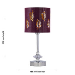 First Choice Lighting Chrome Jewelled Table Lamp With Burgundy Fern Shade - thumbnail 6