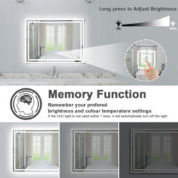 Probaty Bathrooms Bathroom Illuminated Led Mirror With Demister Pad 800X600mm Rectangular Backlit Wall Mounted,touch Sensor Switch - thumbnail 2